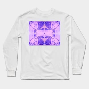 Purple Kissing Bunnies - Mirror Image Pattern Long Sleeve T-Shirt